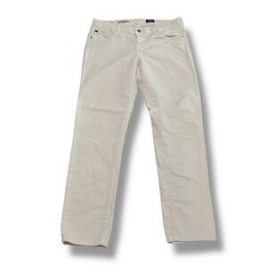 AG Adriano Goldschmied The Stilt Cigarette Leg Corduroy Pants White 31R 30 x 27